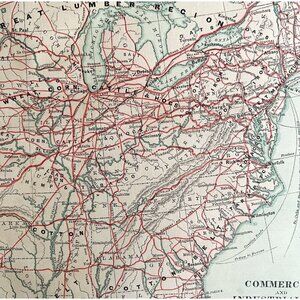 1879 Railroad Map US Industrial Commercial Victorian Geography 1st Edition DWAA9
